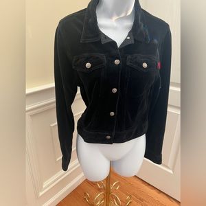 Hard Tail Black Velour Crop Bomber Jacket